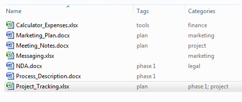 Windows Explorer displays Tags and Categories columns