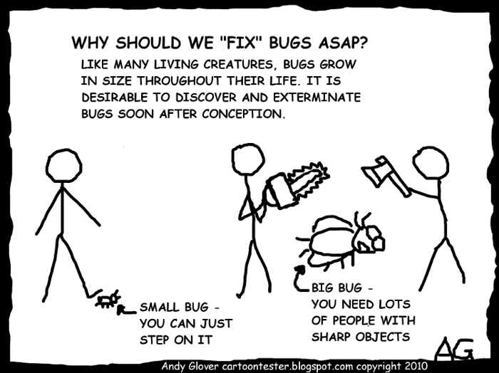 Zero bug tolerance factors into overall quality  (credit to Andy Glover)