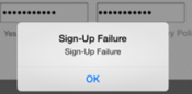 sign up failure