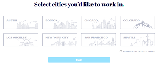 Selectthe cities you'd like to work in